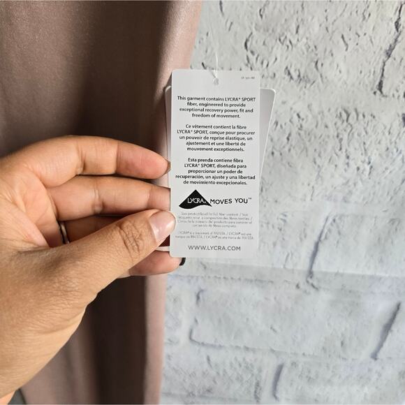 Athleta Elation Beige High Waisted Shimmer Leggings Size MP NWT - Picture 7 of 13